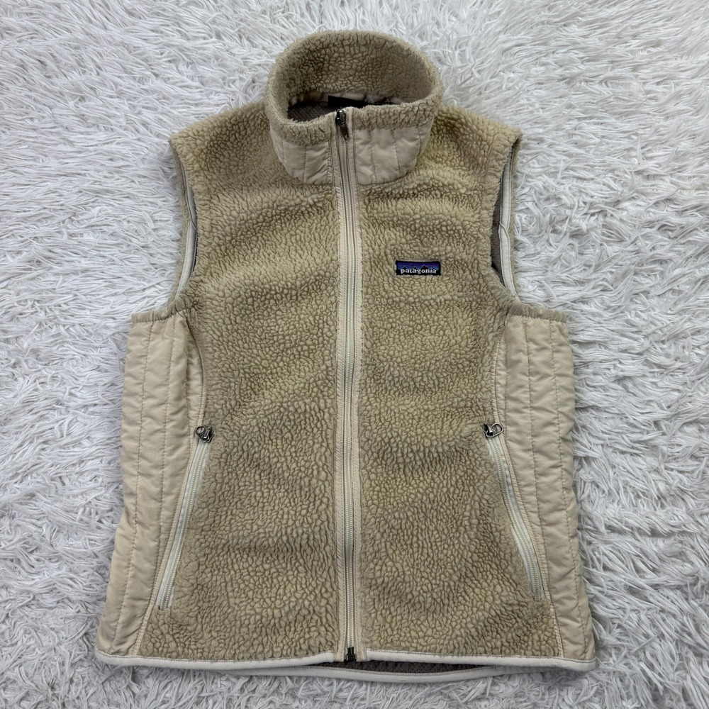 Patagonia Vest Womens Medium Natural Beige Retro-X Fleece Full Zip Pockets M